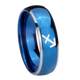 8mm-Sagittarius-Zodiac-Dome-Blue-2-Tone-Tungsten-Carbide-Wedding-Band-Ring