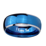 8mm-I-Love-You-Dome-Blue-2-Tone-Tungsten-Carbide-Men's-Bands-Ring