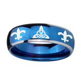 8mm-Celtic-Triangle-Fleur-De-Lis-Dome-Blue-2-Tone-Tungsten-Mens-Engagement-Band