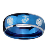 8mm-Marine-Chief-Master-Sergeant--Dome-Blue-2-Tone-Tungsten-Carbide-Men's-Bands-Ring