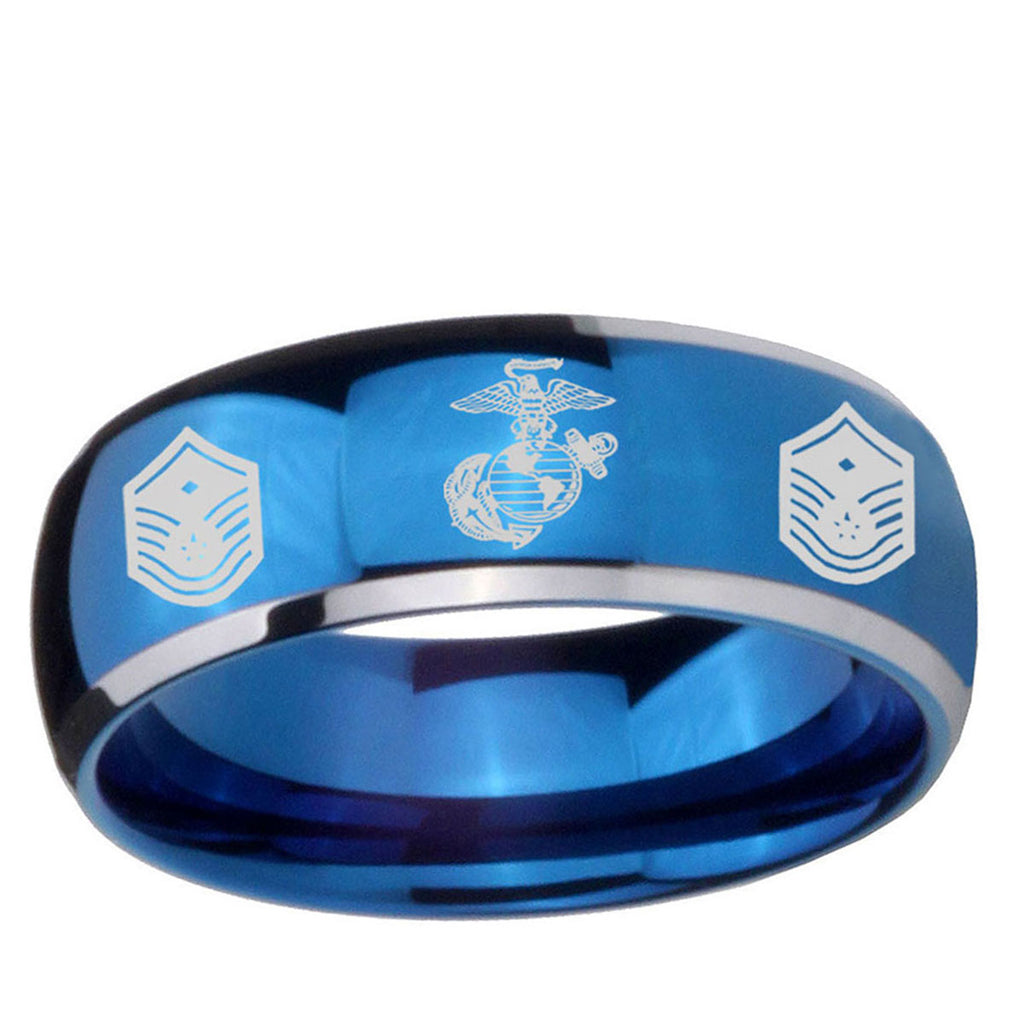 5mm Marine Chief Master Sergeant Dome Blue 2 Tone Tungsten Band