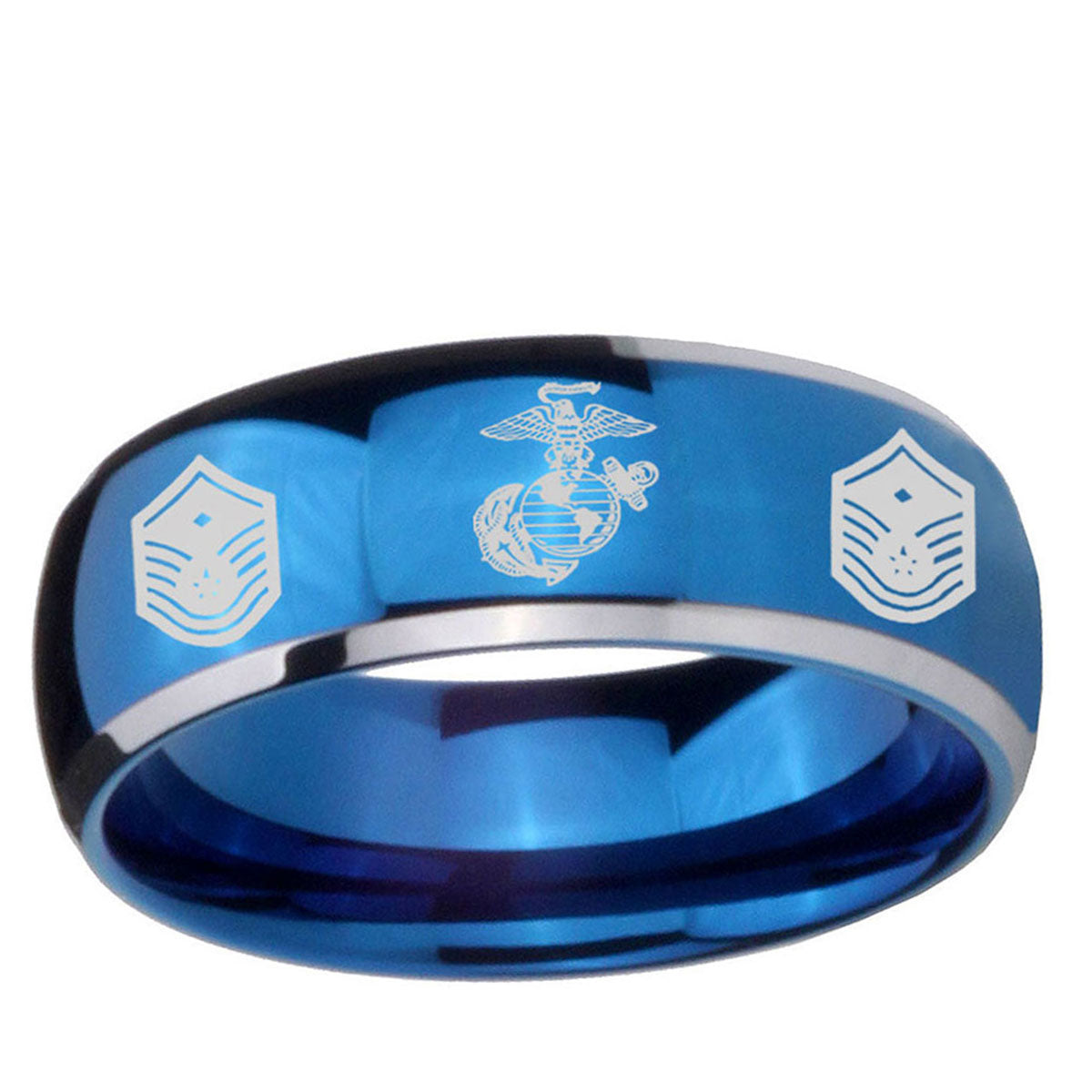 5mm Marine Chief Master Sergeant Dome Blue 2 Tone Tungsten Band