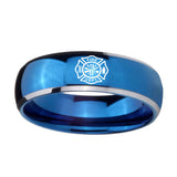 8mm-Fire-Department-Dome-Blue-2-Tone-Tungsten-Carbide-Anniversary-Ring