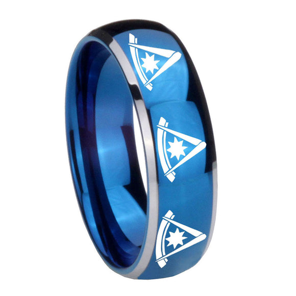 8mm-Multiple-Pester-Master-Masonic-Dome-Blue-2-Tone-Tungsten-Men's-Promise-Rings