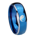 8mm Yin Yang Dome Blue 2 Tone Tungsten Men's Wedding Ring