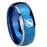 8mm Flash Dome Two Tone Blue Unique Men Wedding Bands