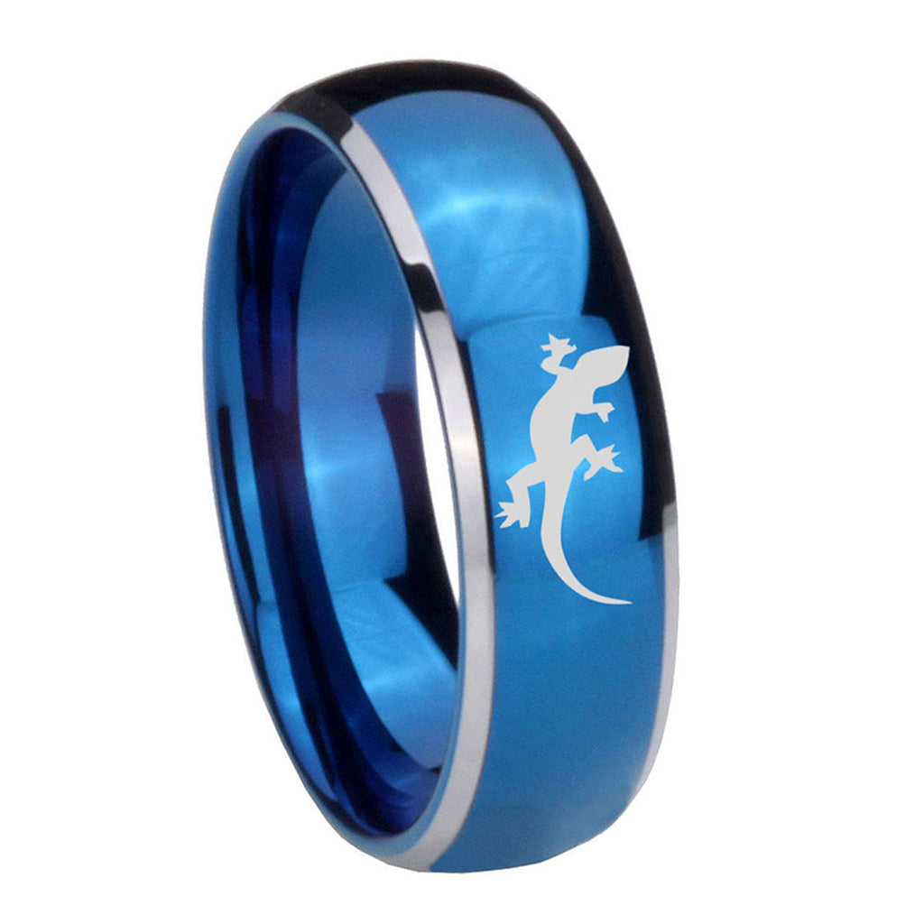 8mm Lizard Dome Blue 2 Tone Tungsten Men's Engagement Ring