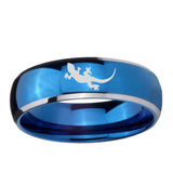 5, 8mm Lizard Dome Blue 2 Tone Tungsten Ring
