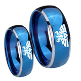 His Hers Zelda Skyward Sword Dome Blue 2 Tone Tungsten Wedding Ring Set