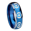 8mm Multiple Green Lantern Dome Two Tone Blue Tungsten Ring