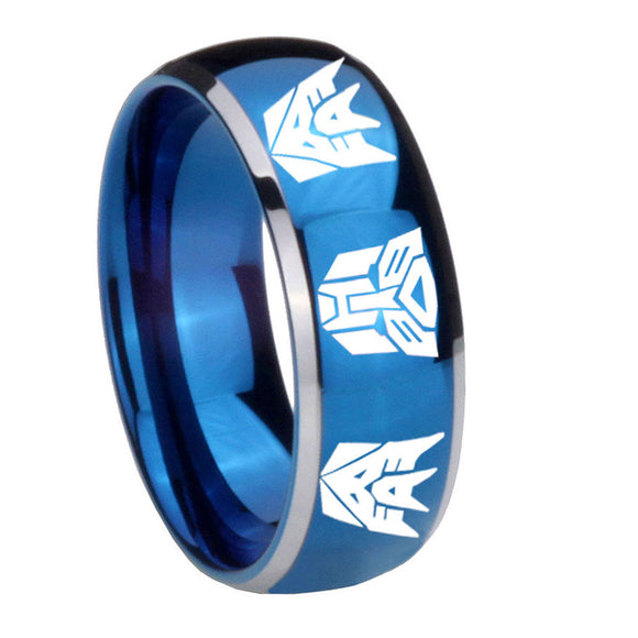 8mm-Transformers-Autobot-Decepticon-Dome-Blue-2-Tone-Tungsten-Mens-Engagement-Band