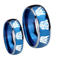 Transformers Autobot Decepticon Dome Blue 2 Tone Tungsten Bridal Set Rings