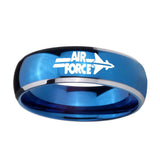 8mm-Glossy-Blue-Dome-Air-Force-Tungsten-Carbide-2-Tone-Laser-Engraved-Ring