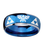 8mm-Legend-of-Zelda-Dome-Blue-2-Tone-Tungsten-Carbide-Custom-Mens-Ring