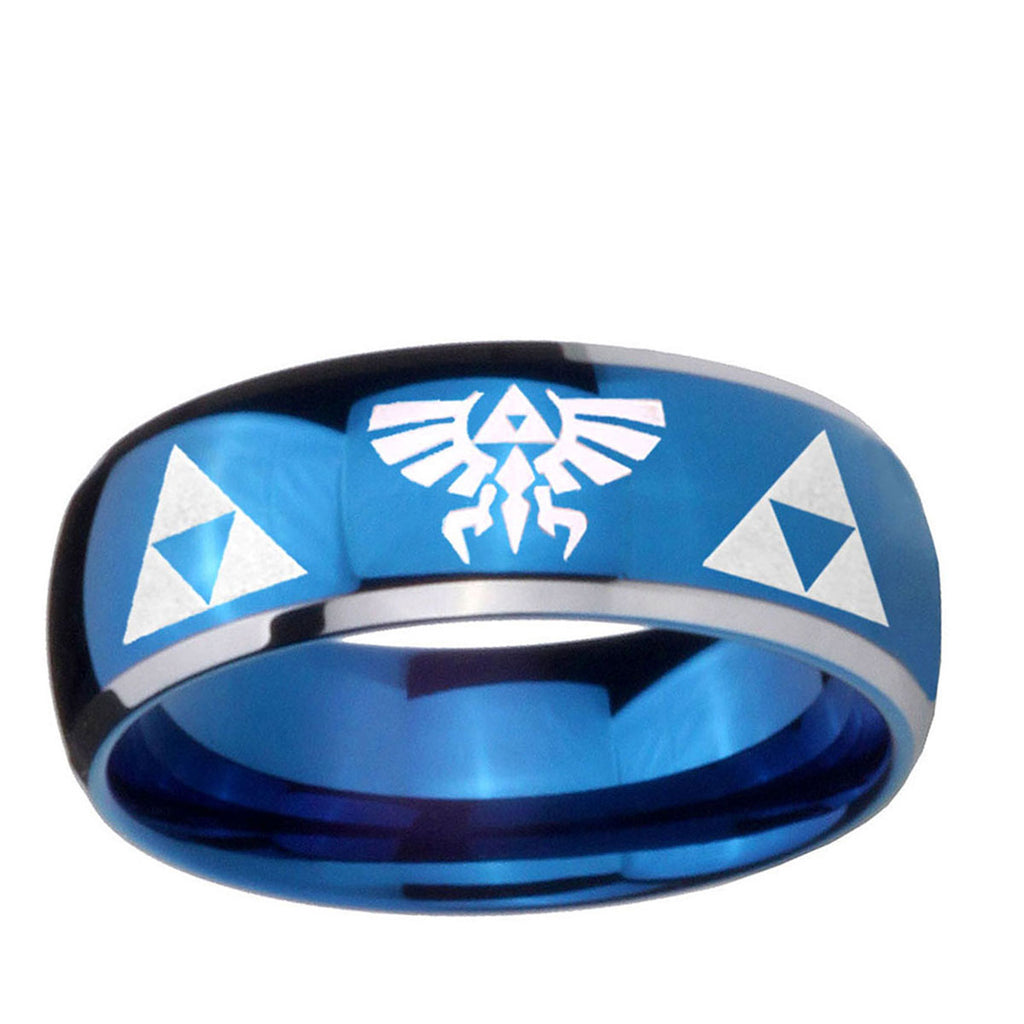 5mm Legend of Zelda Dome Blue 2 Tone Tungsten Custom Ring