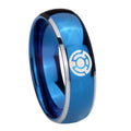 8mm Yellow Lantern Dome Two Tone Blue Tungsten Ring For Him