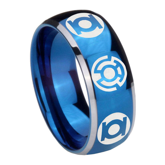 8mm Blue Green Lantern Dome Two Tone Blue Casual Rings For Ladies