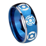 8mm Blue Green Lantern Dome Two Tone Blue Casual Rings For Ladies