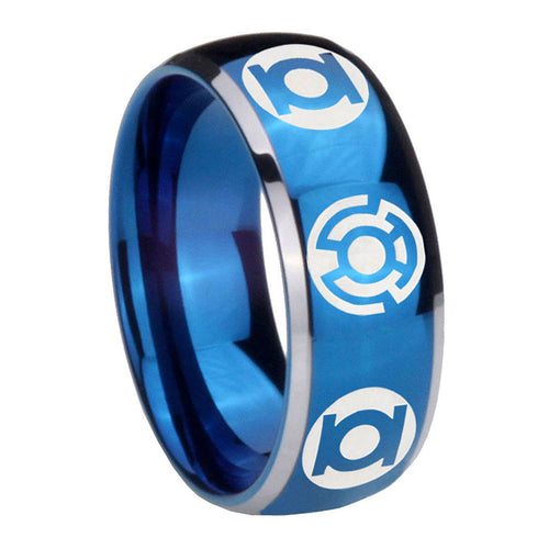 8mm Blue Green Lantern Dome Two Tone Blue Casual Ring