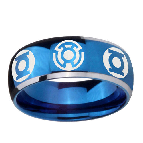 5mm Blue Green Lantern Dome Two Tone Blue Casual Ring