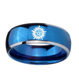 5, 8mm Supernatural Dome Two Tone Blue Unique Mens Wedding Ring