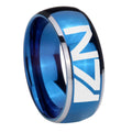 8mm N7 Design Dome Blue 2 Tone Tungsten Mens Wedding Band