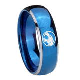 Bride and Groom Thundercat Dome Blue 2 Tone Tungsten Wedding Band Mens Set