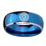 5, 8mm Blue Lantern Dome Two Tone Blue Unique Mens Wedding Ring