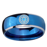 5, 8mm Blue Lantern Dome Two Tone Blue Unique Mens Wedding Ring