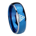 8mm Masonic Triple Dome Blue 2 Tone Tungsten Ring for Men