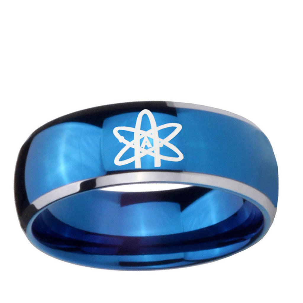 5mm American Atheist Dome Blue 2 Tone Tungsten Ring