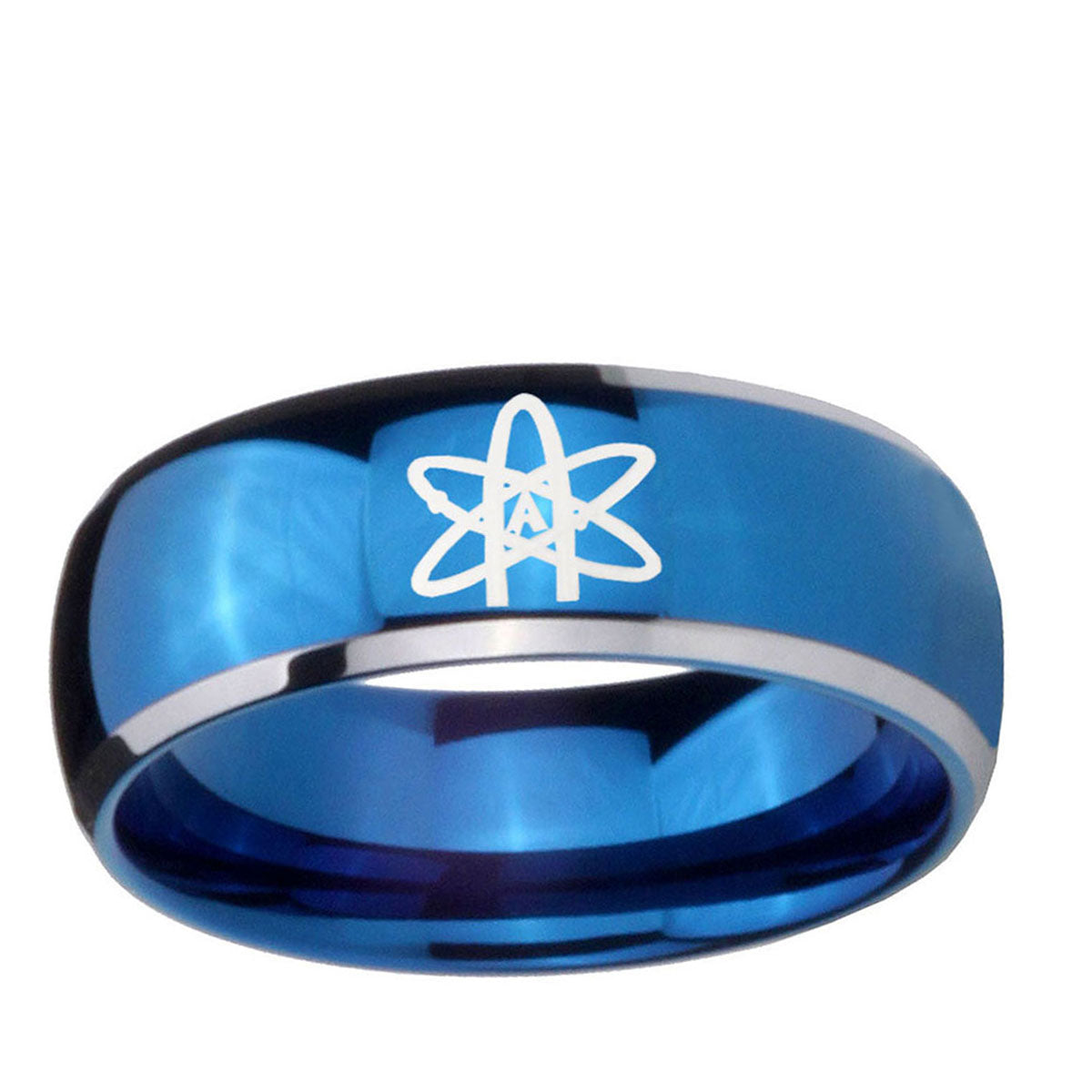 5mm American Atheist Dome Blue 2 Tone Tungsten Ring