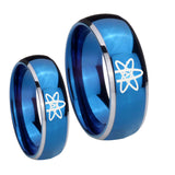 His Hers American Atheist Dome Blue 2 Tone Tungsten Mens Engagement Ring Set