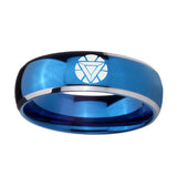 5, 8mm Iron Man Art Reactor Dome Two Tone Blue Tungsten Carbide Wedding Ring