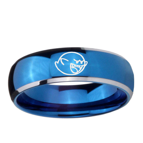 5mm Mario Boo Ghost Dome Blue 2 Tone Tungsten Promised Band