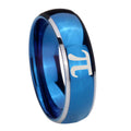 8mm Math Pi Dome Blue 2 Tone Tungsten Mens Wedding Band