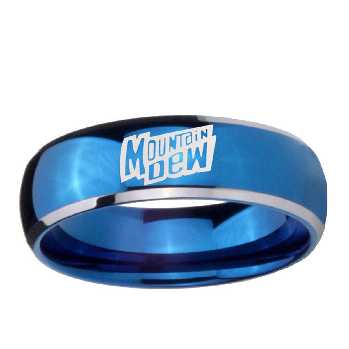 5mm Mountain Dew Dome Blue 2 Tone Tungsten Wedding Band Ring