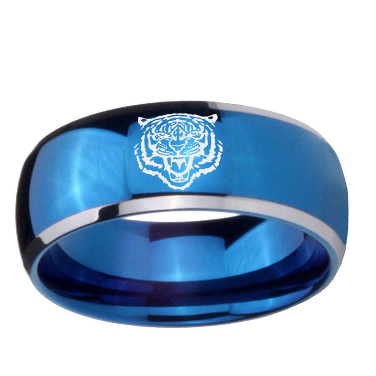 5mm Lion Dome Blue 2 Tone Tungsten Carbide Promise Ring