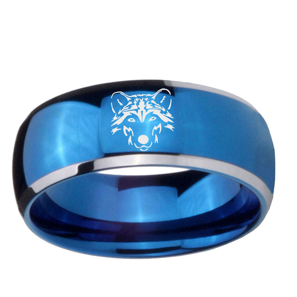 5mm Wolf Dome Blue 2 Tone Tungsten Carbide Promise Ring