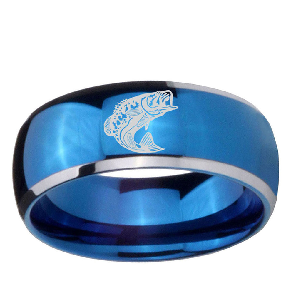 5mm Fishing Dome Blue 2 Tone Tungsten Carbide Promise Ring