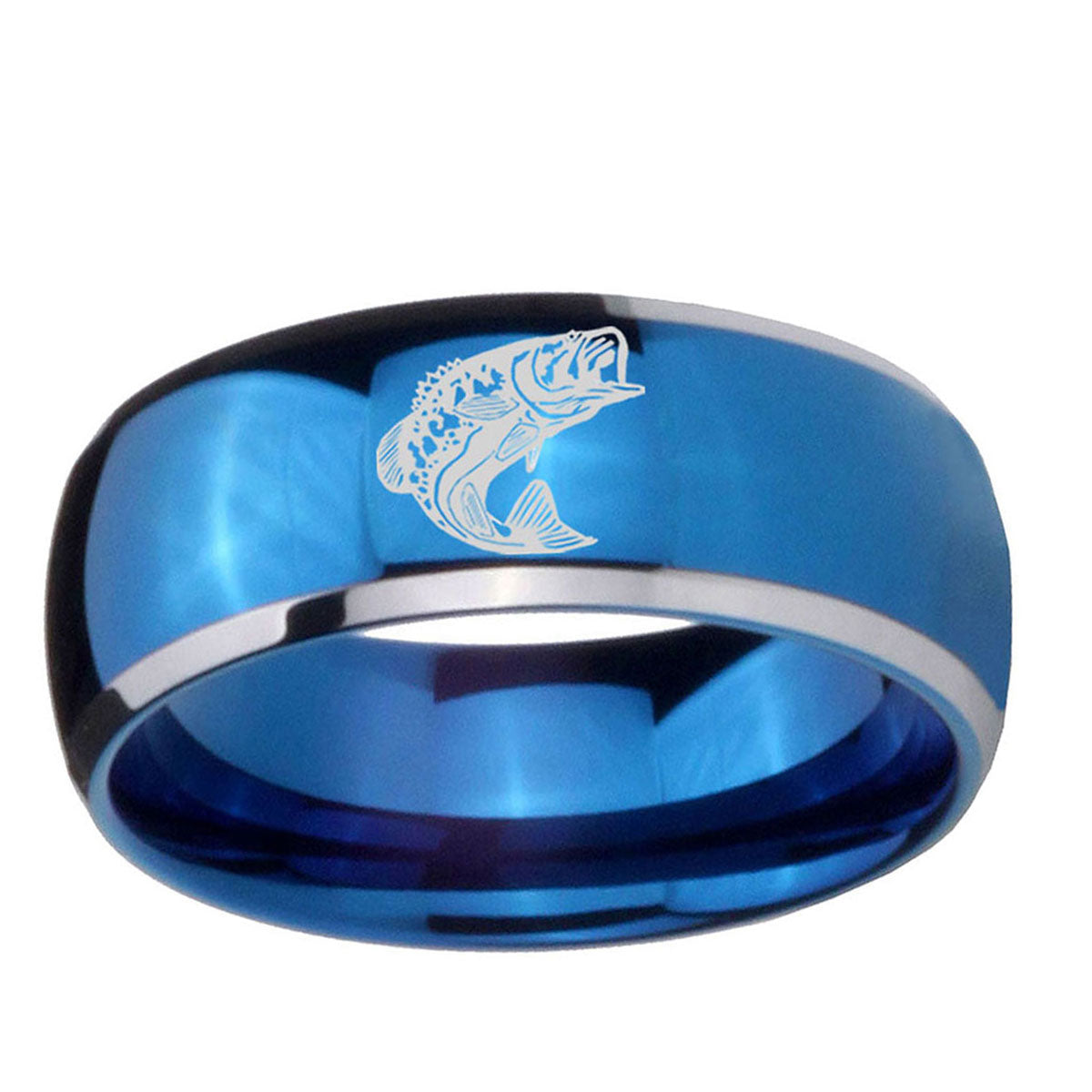 5mm Fishing Dome Blue 2 Tone Tungsten Carbide Promise Ring