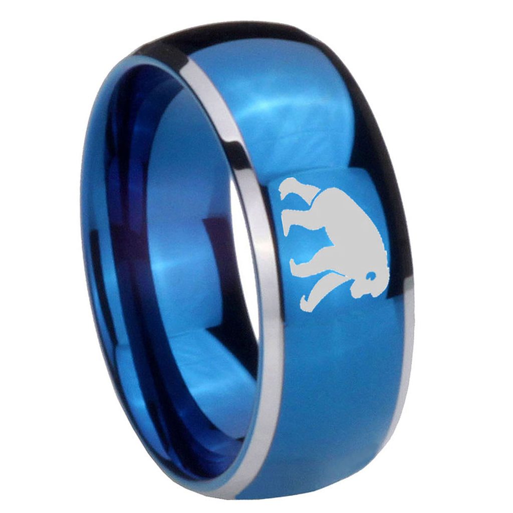 8mm Chimpanzee Dome Blue 2 Tone Tungsten Promise Ring