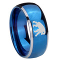 8mm Chimpanzee Dome Blue 2 Tone Tungsten Promise Ring