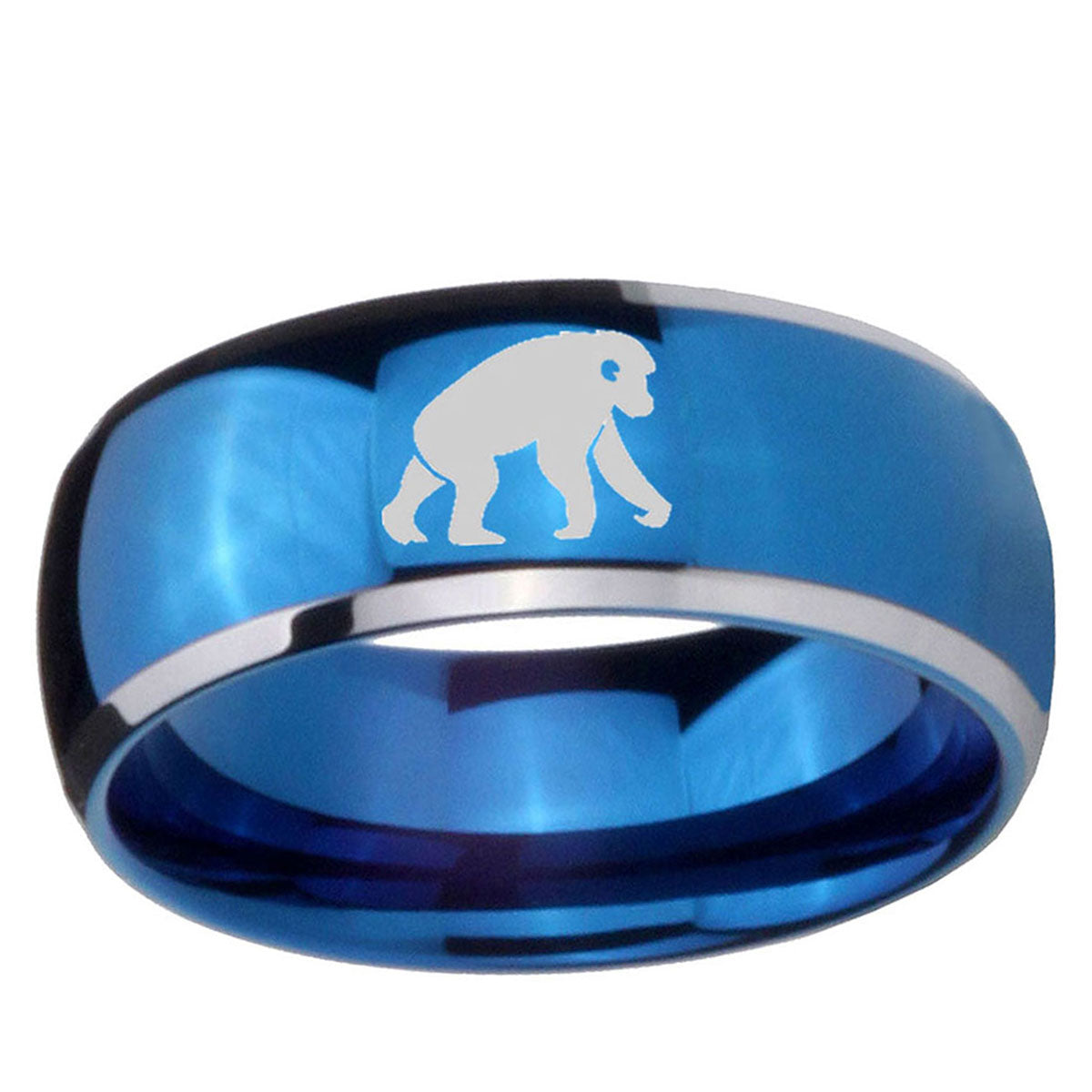 5mm Chimpanzee Dome Blue 2 Tone Tungsten Promise Ring
