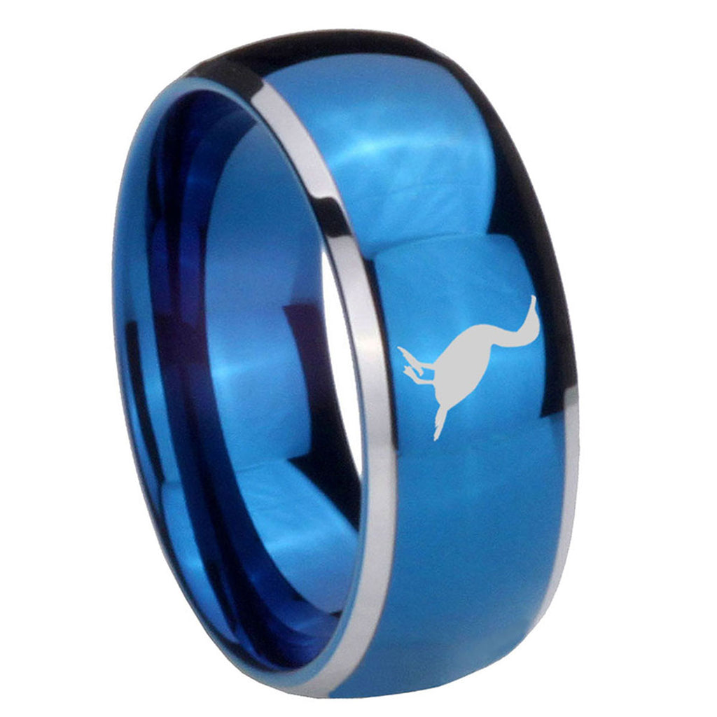 8mm Cormorant Dome Blue 2 Tone Tungsten Carbide Promise Ring