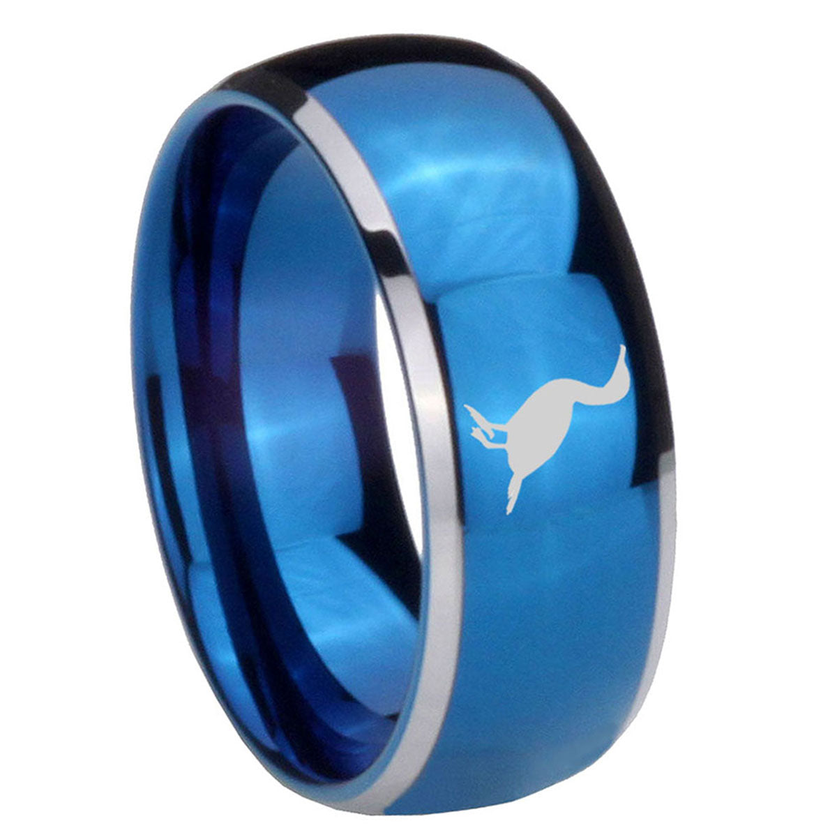 8mm Cormorant Dome Blue 2 Tone Tungsten Carbide Promise Ring