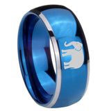 8mm Elephant Dome Blue 2 Tone Tungsten Carbide Promise Ring