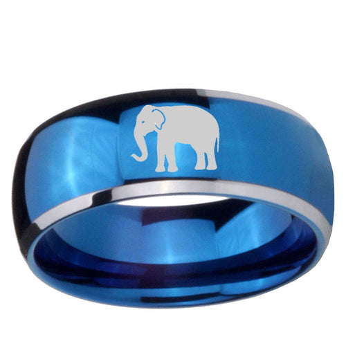 5mm Elephant Dome Blue 2 Tone Tungsten Carbide Promise Ring
