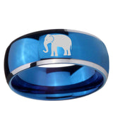 5, 8mm Elephant Dome Blue 2 Tone Tungsten Carbide Promise Ring