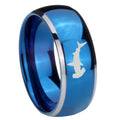 8mm Hammerhead Shark Dome Blue 2 Tone Tungsten Promise Ring